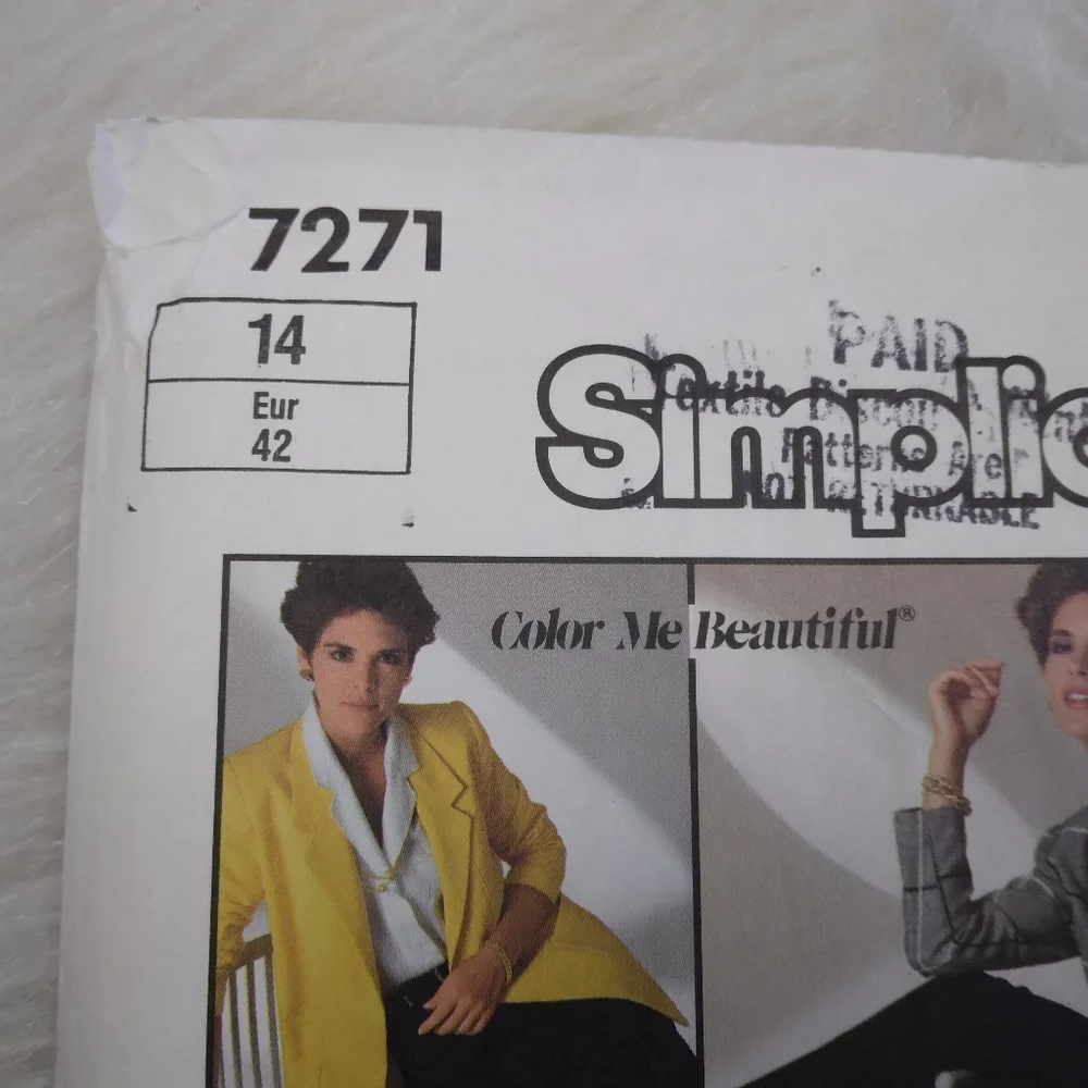 SIMPLICITY 7271 Sz 14 Misses' Professional Capsule Wardrobe, Blazer Blouse Skirt